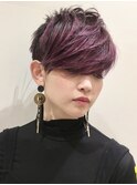 刈り上げクールベリーショート/ラベンダーピンク/大人くせ毛ヘア