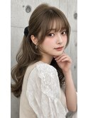 レイヤーカットオリーブベージュ顔周りカットシースルー