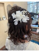 セットアップ 岡山北長瀬店(SET-UP) ニュアンスパーマ ハーフアップ/結婚式お呼ばれヘア