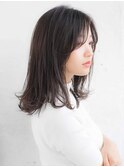 アッシュブラウン、ミディアムレイヤー、内外巻き