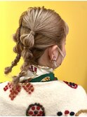 おだんごアレンジ玉ねぎヘアツインアレンジお呼ばれヘア