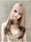 ミルクティーベージュ×ブラウン裾カラー