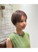 マッシュショートピンクベージュブリーチカラー銀座日比谷