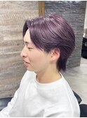 センターパート×ブリーチカラー