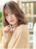 ■カーキベージュ大人ハイライトボブパーマ307戸頭20代30代40代