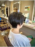 フェザーショート細めハイライト白髪ぼかし髪質改善