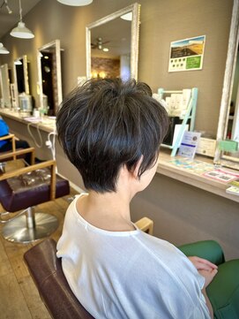 ヘアーメイクロージー 八軒店 (HAIR MAKE ROSY) フェザーショート細めハイライト白髪ぼかし髪質改善
