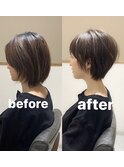 美髪　マニッシュショート　フレンチボブ かきあげもOK