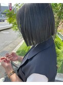 ミニボブくすみブルー暗めカラー