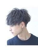 刈り上げ高め前下がり無造作ディープシルバーマッシュ