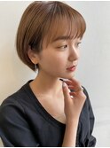 小顔耳かけ丸みショート×マロンベージュ×髪質改善[横浜駅]