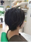 30代40代50代/大人女性/黒髪/ショート/ひし形/小顔/小顔見せ