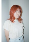 １ブリーチでできるオレンジベージュ/ミディアムレイヤー