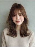 レディース韓国レイヤーナチュラル小顔ミディアム、ロング