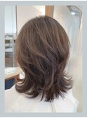 ◆明るめカラーで白髪ぼかし◆大人のナチュラルウルフ◆