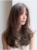 透明感抜群顔周り大人レイヤーシースルーバング