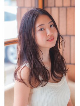 レポ(LEPO) 頬バングでかわいさ+韓国風セミロング