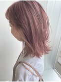 ダブルカラーピンクベージュケアブリーチハイトーン髪質改善