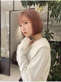 くびれヘア/アプリコットオレンジ/韓国/ボブ/レイヤー/前髪/渋谷