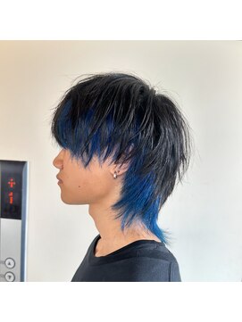 ブランニューロミエ 野田阪神店(Brand new lomie) メンズウルフ×インナーブルー　/インナーカラー/メンズカット