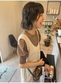 コテ巻き風デジタルパーマミディアムパーマボブパーマ大人可愛い