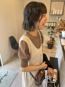 メデル(mederu) コテ巻き風デジタルパーマミディアムパーマボブパーマ大人可愛い