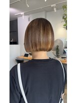 ミチ(mich) 顎ラインボブ/ストレート/縮毛矯正/くすみベージュ