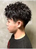 ツイスパ メンズパーマ 刈り上げショート 束感 ツーブロック