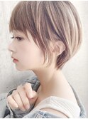 say.ショートボブひし形ショートオリーブグレーアッシュブランド