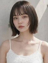 ヴェイン 渋谷(vain)&nbsp;切りっぱなしボブ シースルーバング 外ハネ 透明感 地毛風カラー