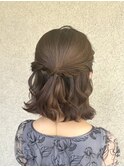ハーフアップ ボブアレンジ ミックス巻き 参列ヘア お呼ばれヘア