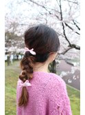 早朝8:30からできます♪編み込みアレンジ×リボン