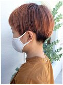 大人可愛い20代30代40代前下がりショートボブ/ベージュピンク