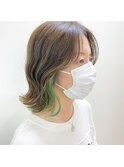 アクセントになるライムグリーン