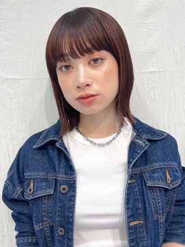 ラボヌールヘアー 宇都宮店(La Bonheur hair) 大人可愛い20代30代40代切りっぱなしボブピンクベージュ