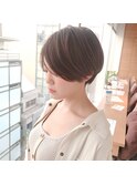 ●前下がりショートボブハンサムショートカットカラーパーマケア