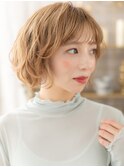 ■ホワイトブロンドハイトーンカラーゆるふわボブ47志木10代20代