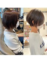 30代40代50代白髪ぼかし髪型丸顔似合わせ【安野】
