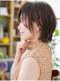 斜めバングココアブラウン小顔ハッシュカットc7上尾20代30代40代