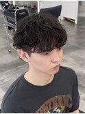 仙台メンズパーマシャドウパーマシースルーマッシュウルフゆるめ