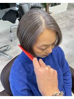 ジービージー(GBG)&nbsp;くびれショートボブ40代50代グレイカラー白髪染め白髪ぼかし