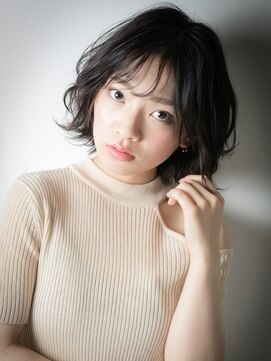 モッズヘア 越谷(mod's hair) アッシュブラックくせ毛風ウルフボブパーマw越谷20代30代40代