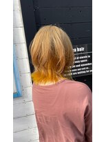リッカヘアー(Ricca hair)&nbsp;大人可愛い外ハネボブインナーカラーオレンジベージュ