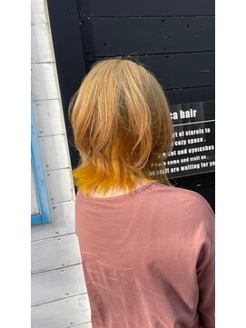 リッカヘアー(Ricca hair) 大人可愛い外ハネボブインナーカラーオレンジベージュ