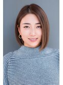 ぱつっとボブ愛され秋色マロンベージュ小顔バリヤージュボブ