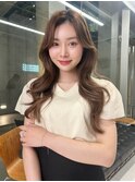 ★韓国風レイヤーカット　ロングレイヤー　ブリーチなしカラー