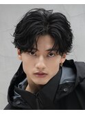 原宿フェザーパーマルーズパーマメンズカット韓国センターパート