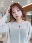 大人かわいい前髪セシルカットココアブラウンフリンジウェーブ