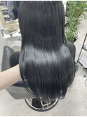 ブルーブラック/鹿屋ロング/ロングスタイル/艶髪/アッシュカラー