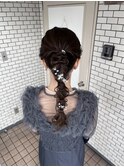 編みおろし ポニーテール  参列ヘア お呼ばれヘア イベントヘア
